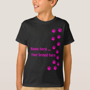 Camiseta Huella de pata rosa - añade tu propio nombre o raz