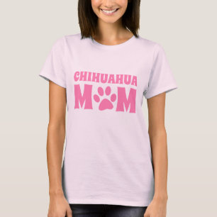 Camiseta Huella de patita de Chihuahua rosa de mamá