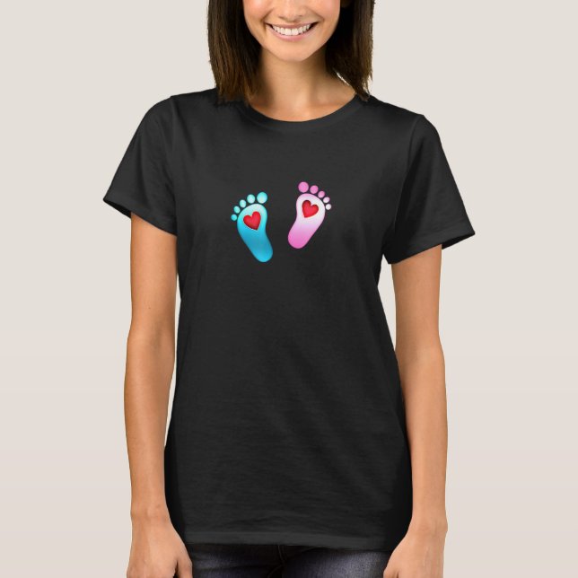 Camiseta Huella del bebé Amor corazón Pies Chica Valen (Anverso)