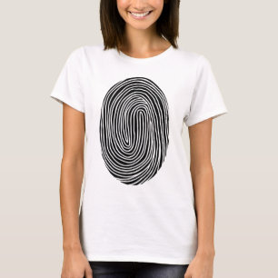 Camiseta Huella digital abstracta en blanco y negro. Líneas