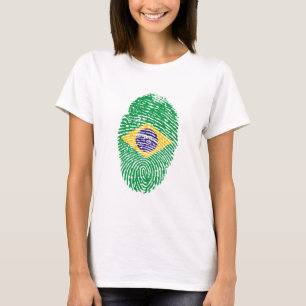Camiseta Huella digital de la bandera de Brasil