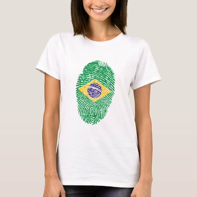 Camiseta Huella digital de la bandera de Brasil (Anverso)
