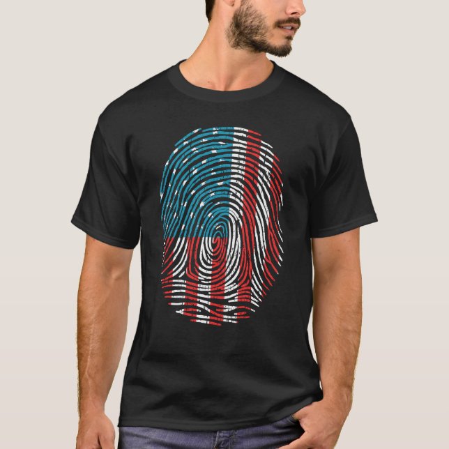 Camiseta Huella digital usa bandera estadounidense 4 de jul (Anverso)