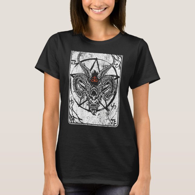 Camiseta Huella trasera de Baphomet Satan Antichrist Luzife (Anverso)