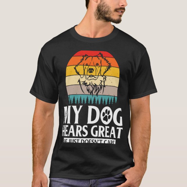 Camiseta Huella trasera Mi perro oye genial que no le impor (Anverso)