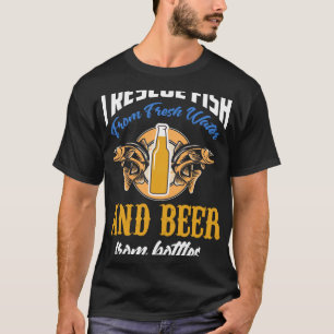 Camiseta Huella trasera rescato peces del agua y cerveza de