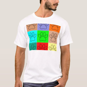 Camiseta Huellas de Cachorro Adorables en Cuadrados