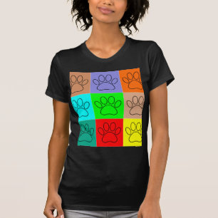Camiseta Huellas de Cachorro Adorables en Cuadrados