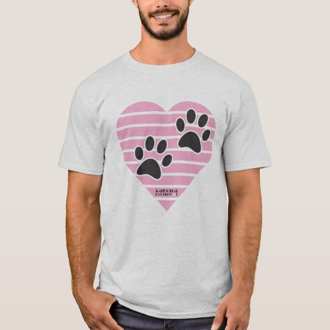 Camiseta Huellas De Corazón A Rayas (Anverso)
