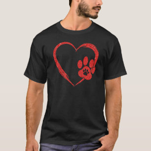 Camiseta Huellas de patas corazones rojos Día de San Valent