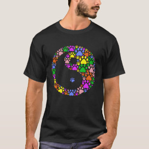 Camiseta Huellas de patas de gato y perro coloridas Yin Yan