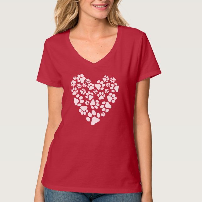 Camiseta Huellas de Perro Corazón (Anverso)