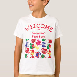 Camiseta Huellas manuscritas pintadas coloridas para niños