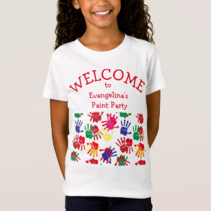 Camiseta Huellas manuscritas pintadas coloridas para niños