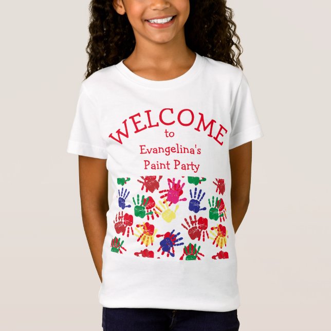 Camiseta Huellas manuscritas pintadas coloridas para niños (Anverso)