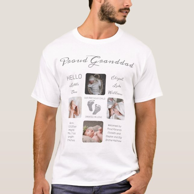 Camiseta Huellas múltiples de foto nacimiento Keepsake abue (Anverso)