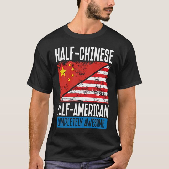 Camiseta Huellas traseras mitad chinas mitad americanas com (Anverso)