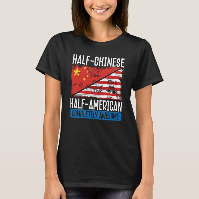 Camiseta Huellas traseras mitad chinas mitad americanas com (Anverso)