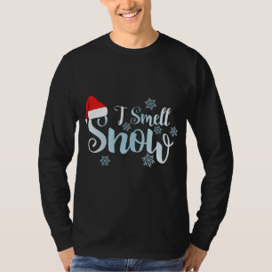 Camiseta huelo nieve, tiernos copos de nieve nevados.