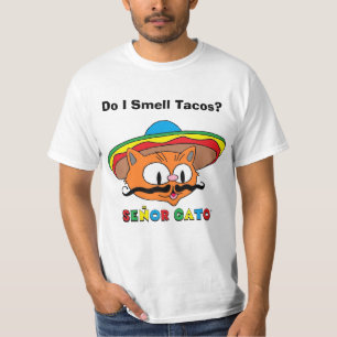 Camiseta ¿Huelo Tacos? Señor Gato Bigote Gato Dibujo Animad