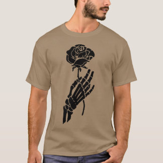 Camiseta Hueso con rosa feliz día de halloween esqueleto ca