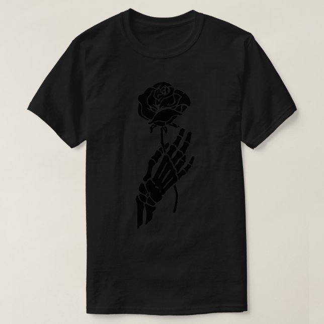 Camiseta Hueso con rosa feliz día de halloween esqueleto ca (Diseño del anverso)