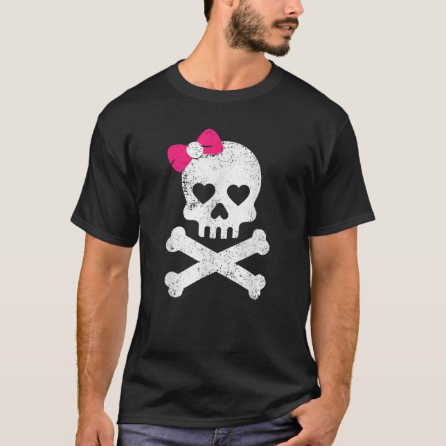 Camiseta Hueso de cráneo de hueso rosado Mujeres Chicas Ado (Anverso)