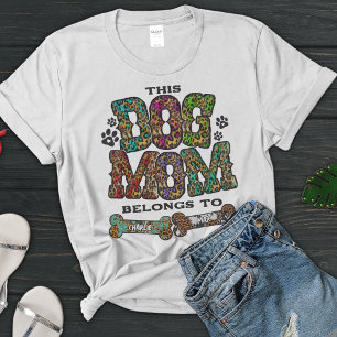 Camiseta Hueso de Mamá Perro con Patrón de Parche de Leopar