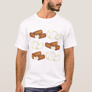 Camiseta Hueso de queso mozzarella frito comida chatarra
