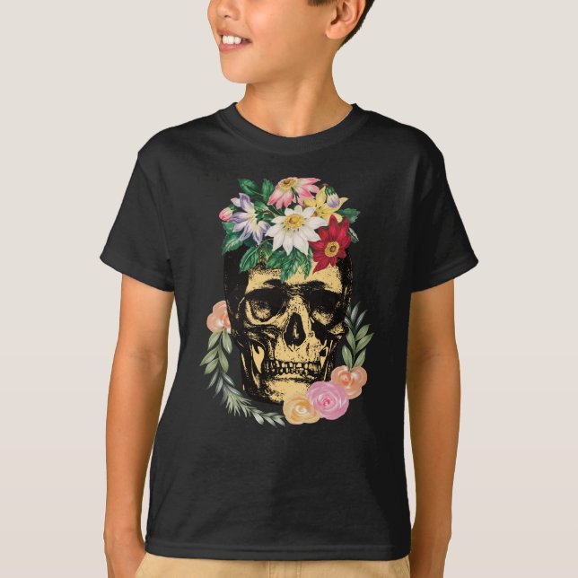 Camiseta Hueso Y Flores (Anverso)