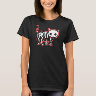 Camiseta Huesos de gato brillando en rojo