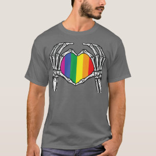 Camiseta Huesos de Rótulo cardíaco de mano de esqueleto dis