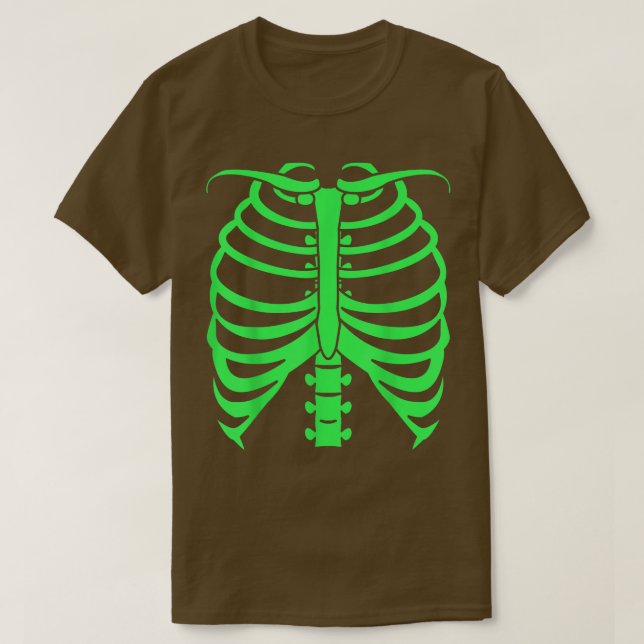 Camiseta Huesos de Skeleton Verde de Neon escarnoso (Diseño del anverso)