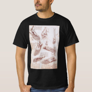 Camiseta Huesos del pie de la anatomía humana de Leonardo d