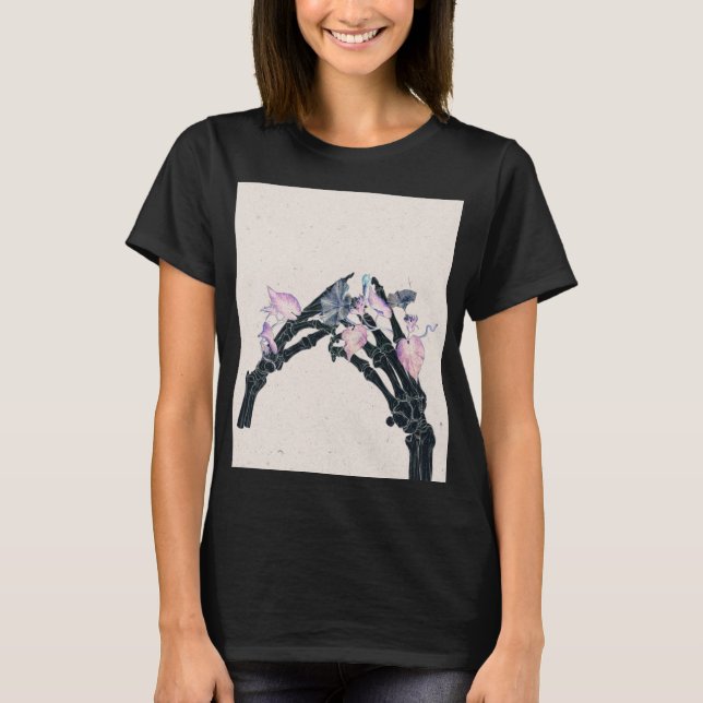 Camiseta Huesos en llamas #3 - Dos manos tocando (Anverso)