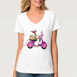 Camiseta Huesos lindos del mascota del chica de la vespa