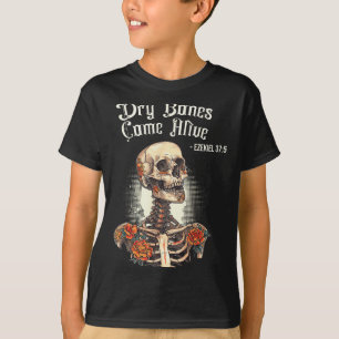 Camiseta Huesos Secos Cobran Vida Esqueleto Floral Cristian