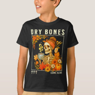 Camiseta Huesos Secos Cobran Vida Otoño Esqueleto Floral Ch