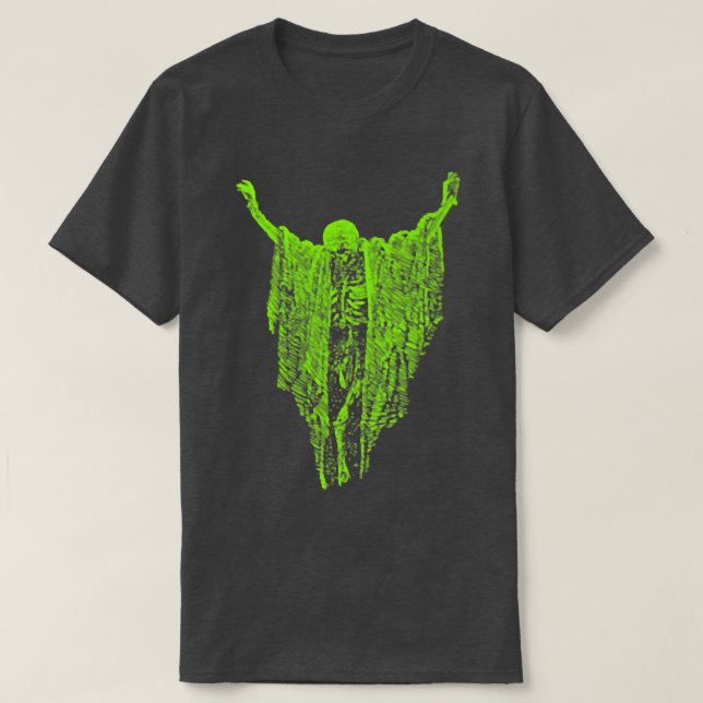Camiseta Huesos secos Pastel Gótico Creepsia Verde Skeleton (Diseño del anverso)