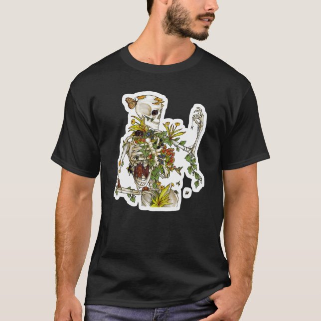 Camiseta Huesos y plantas de esqueleto botánico (Anverso)