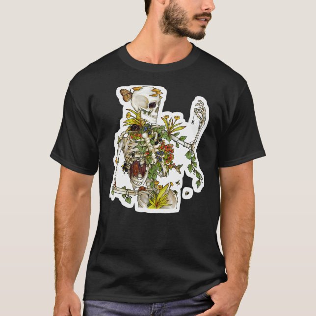 Camiseta Huesos y plantas de esqueleto botánico (Anverso)