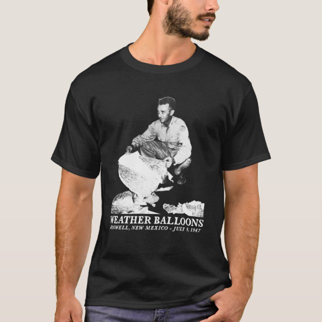 Camiseta HUÉSPEDES DE BALLOONES DE TIEMPO Roswell UFO descu (Anverso)
