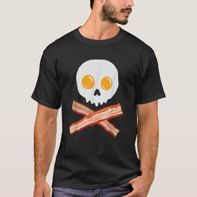Camiseta Huevo Bacon Skull Gift Spooky Halloween T Shirt (Anverso)