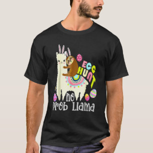 Camiseta Huevo caza No Prob Llama Bunny Sloth montando Llam