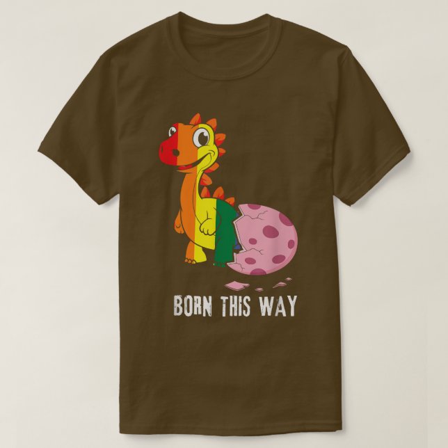 Camiseta Huevo de Dinosaurio Arcoiris Nacido Orgullo Gay LG (Diseño del anverso)