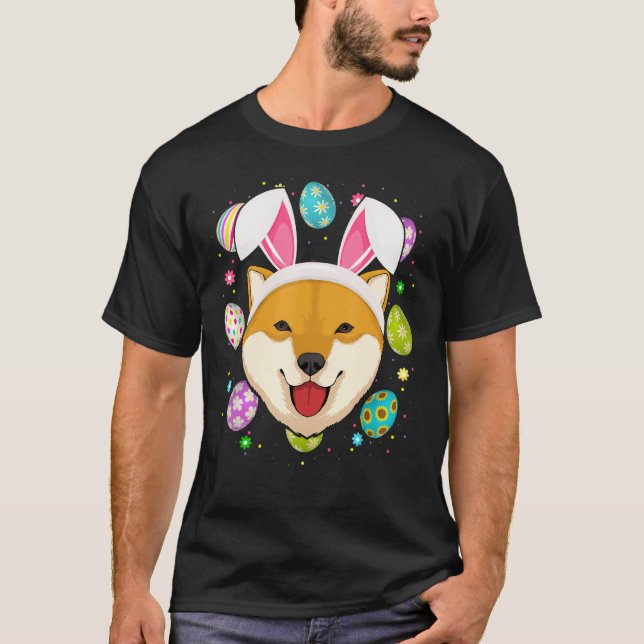 Camiseta Huevo de Pascua Bunny Ear Shiba Inu Dog Face Easte (Anverso)