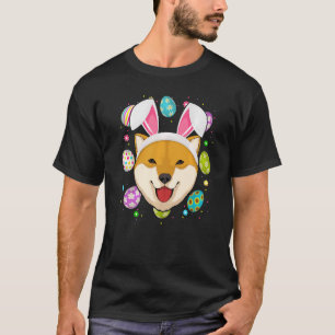 Camiseta Huevo de Pascua Bunny Ear Shiba Inu Dog Face Easte