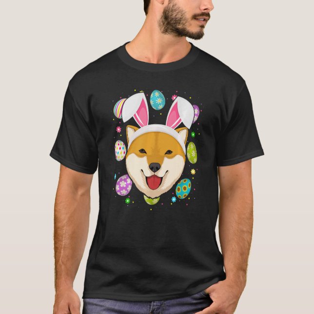 Camiseta Huevo de Pascua Bunny Ear Shiba Inu Dog Face Easte (Anverso)