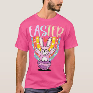 Camiseta Huevo de Pascua con conejo con arcoiris