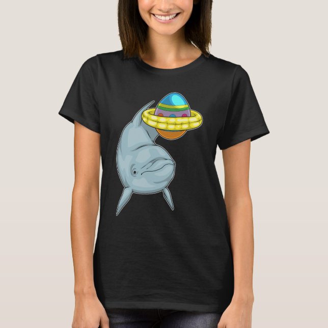 Camiseta Huevo de Pascua de Pascua para Delfines Natación (Anverso)